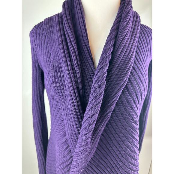 Ralph Lauren Ribbed Open Front Drape Shawl Cardigan Purple Women's Size L/XL - Picture 6 of 16